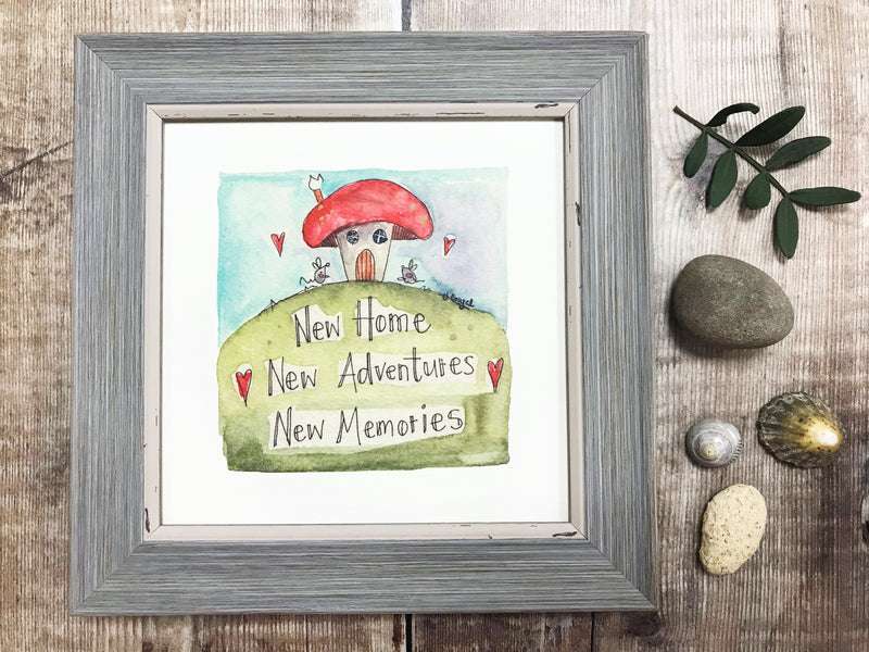 Framed Print "New Home Mushroom" can be personalised