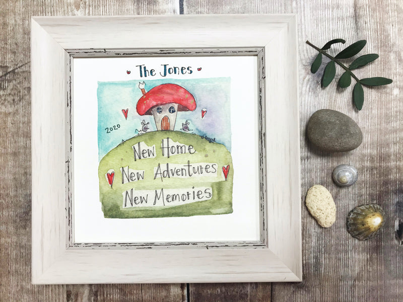 Framed Print "New Home Mushroom" can be personalised