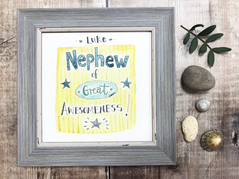 Framed Print "Awesome Nephew" can be personalised