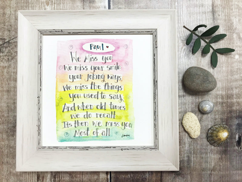 Framed Print "Miss You" can be personalised