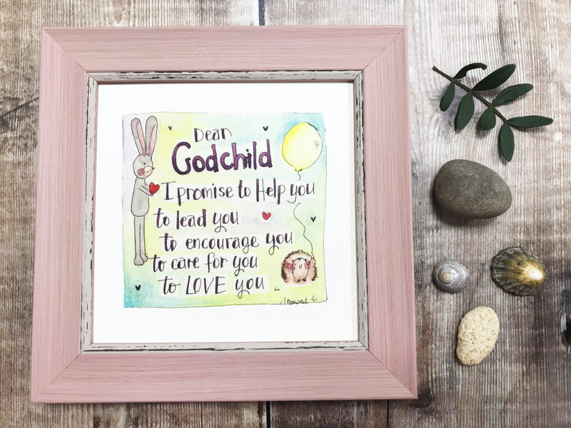 Framed Print "Dear Godchild" can be personalised