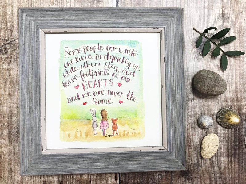 Little Framed Print "Footprints on my Heart" can be personalised