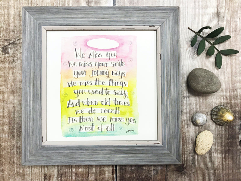 Framed Print "Miss You" can be personalised