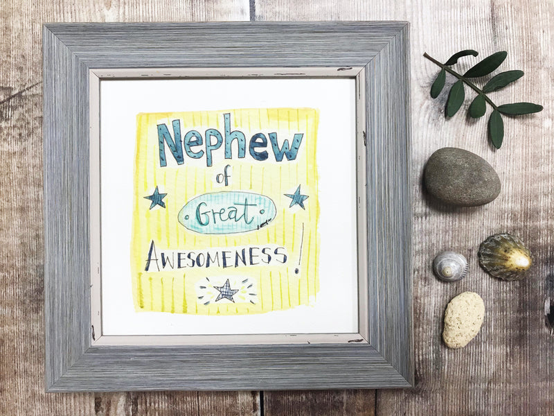 Framed Print "Awesome Nephew" can be personalised
