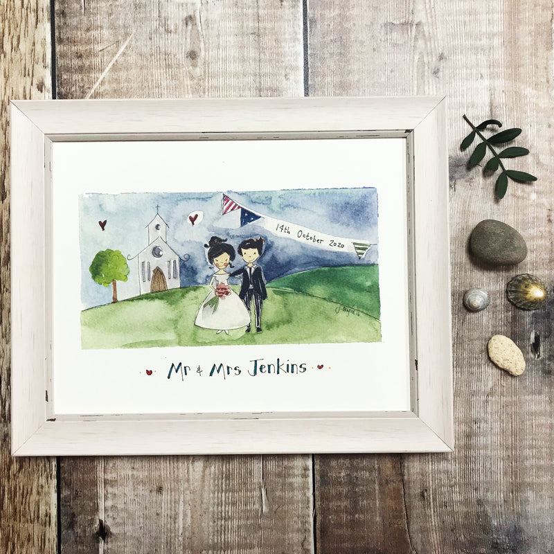 "Mr and Mrs Little Church" personalised Print