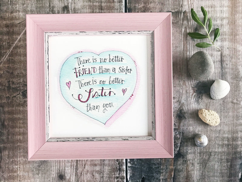 Little Framed Print "No Better Sister" can be personalised