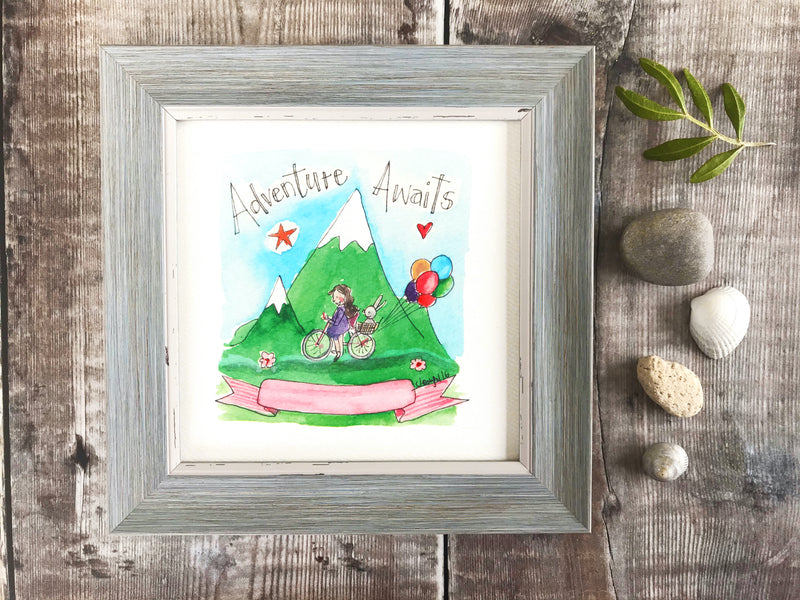 Framed Print "Adventure Awaits" can be personalised