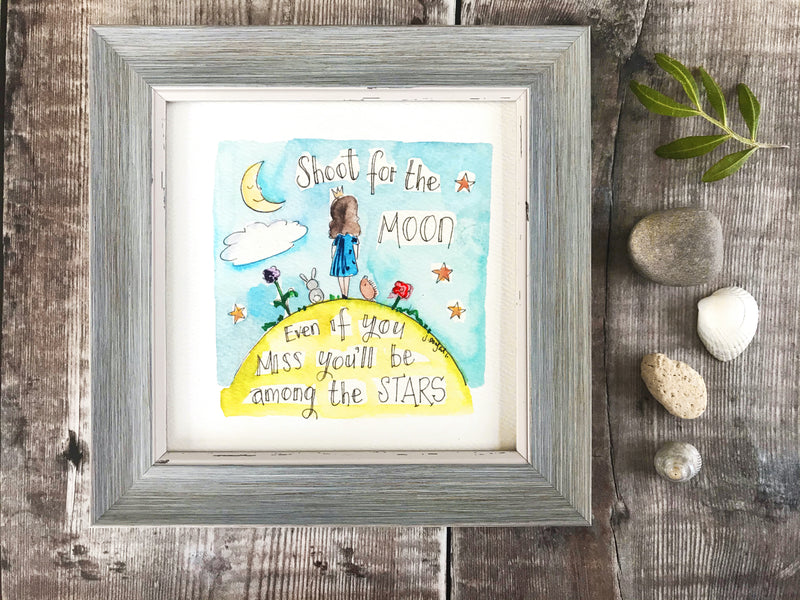 Framed Print "Shoot for the Moon" can be personalised