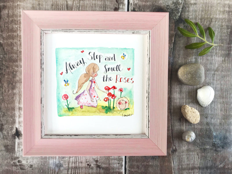 Framed Print "Always stop and smell the Roses" can be personalised