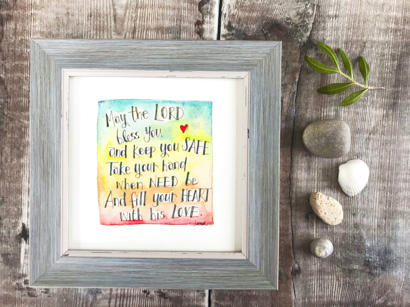 Framed Print "May the Lord Bless and Keep you Safe" can be personalised