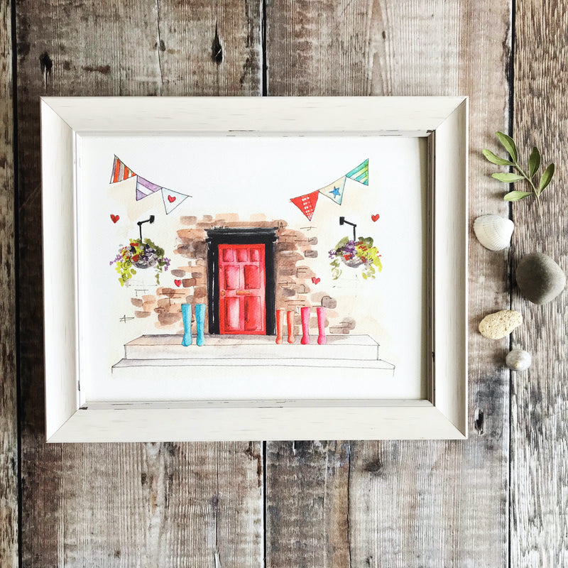 "Red Door 3 Wellies" Personalised Print