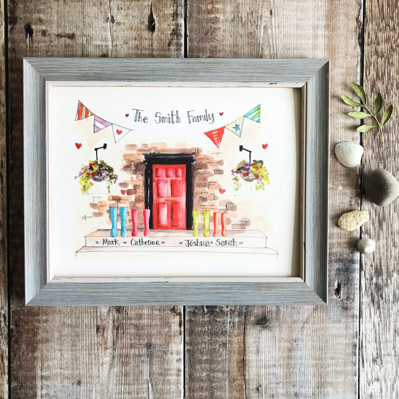 "Red Door 5 Wellies" Personalised Print