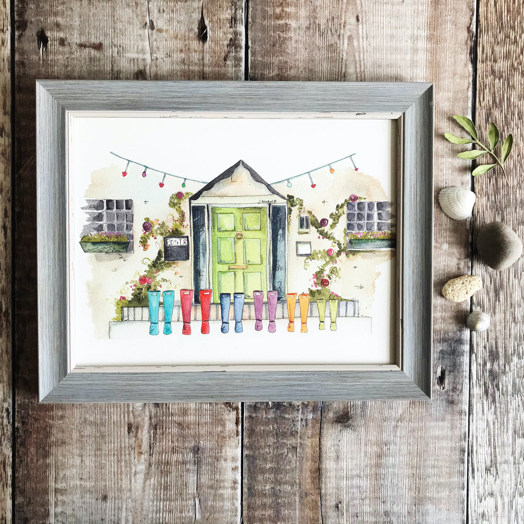 "Green Door Wellies" Personalised Print