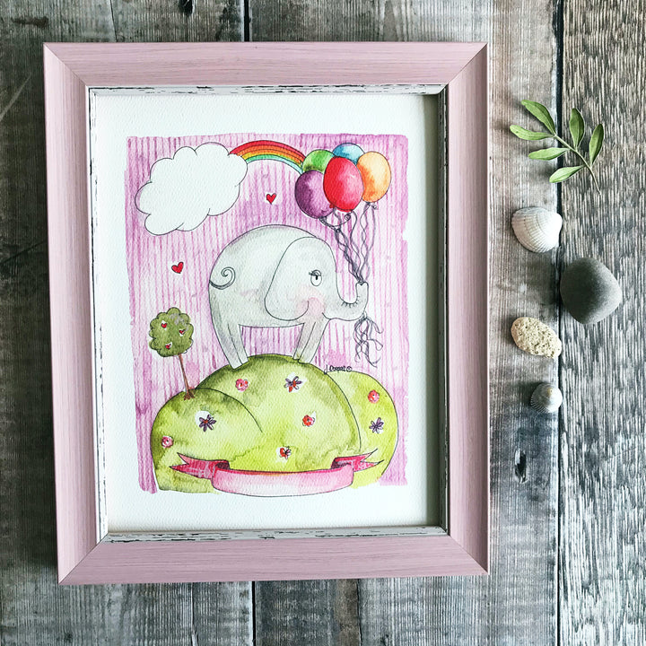"Baby Girl Elephant" Personalised Print