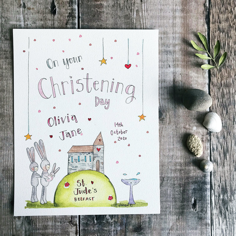 "Christening Girl" Personalised Print