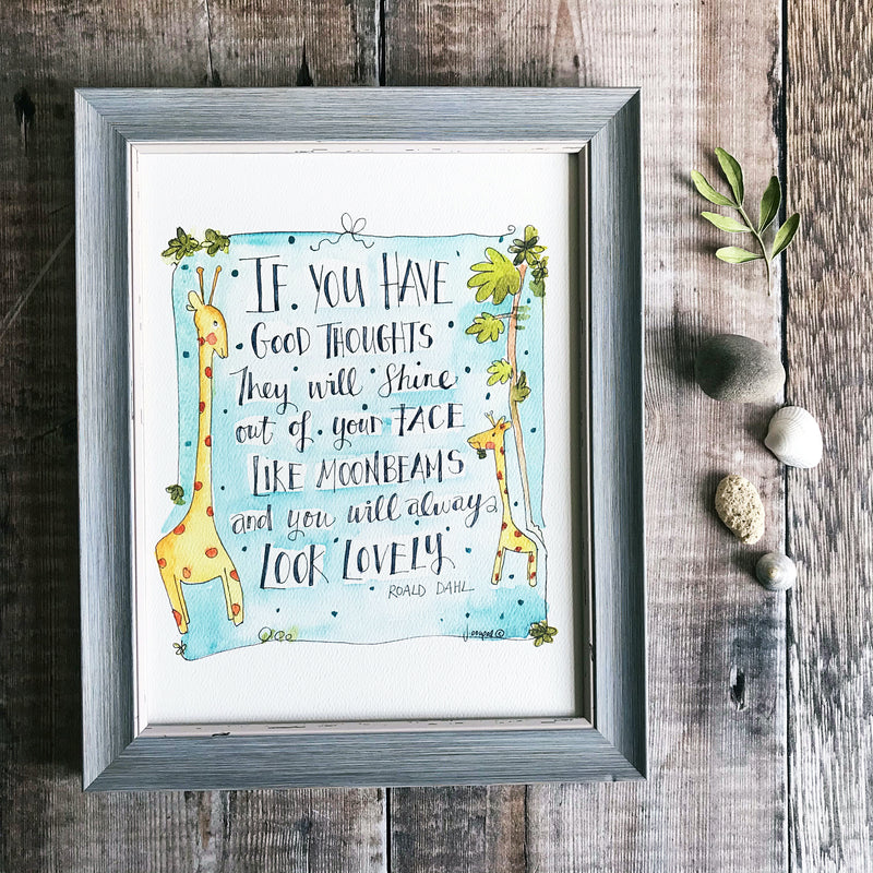 "Roald Dahl If you have Good Thoughts " Personalised Print