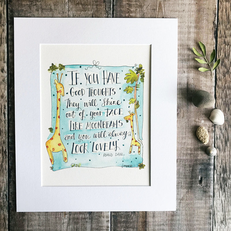 "Roald Dahl If you have Good Thoughts " Personalised Print