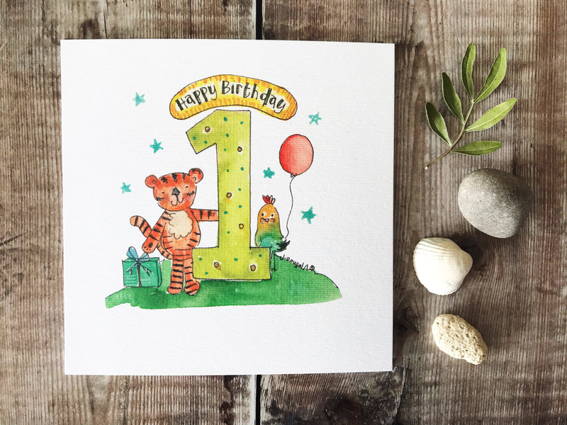 First Birthday Tiger Card - Personalised