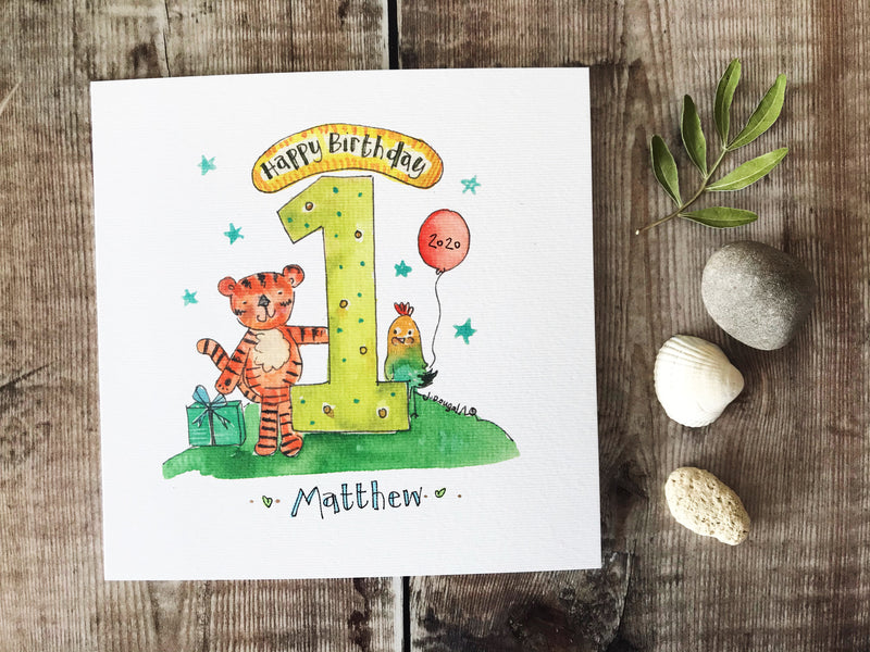 First Birthday Tiger Card - Personalised