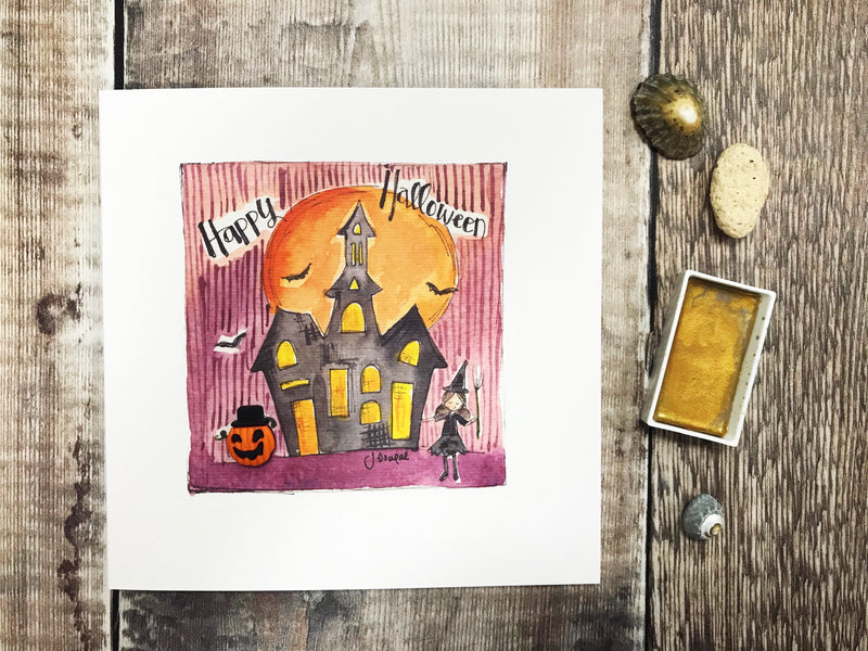"Halloween Haunted Mansion" Card - Personalised