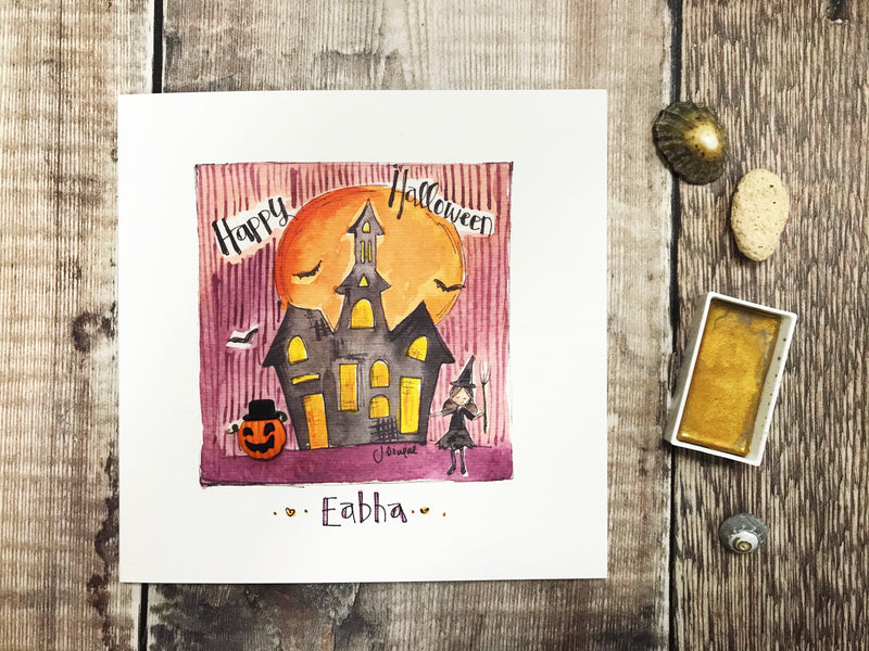 "Halloween Haunted Mansion" Card - Personalised