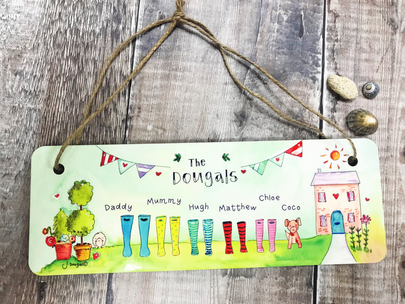 Hanging Wooden Welly Plaque