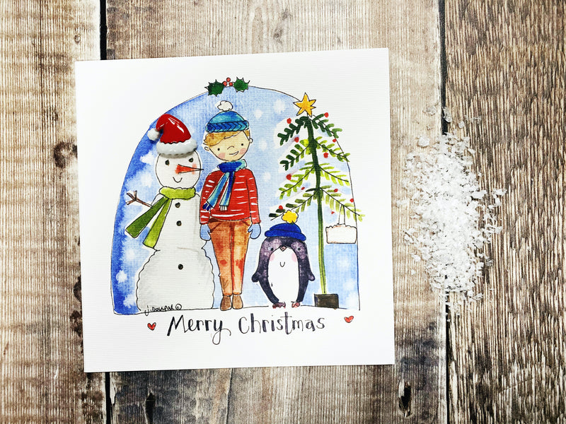 Little Boy Christmas Card - Personalised