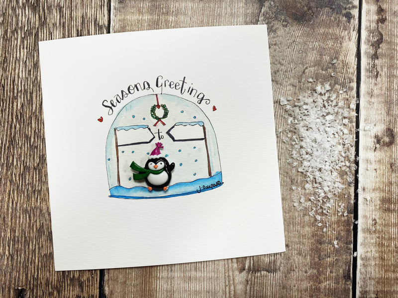 "Penguin signposts" Christmas Card - Personalised