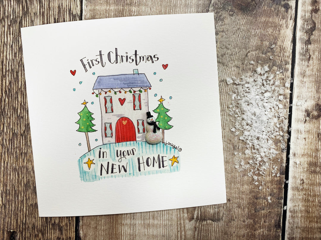 "First Christmas in your New Home House" Christmas Card - Personalised