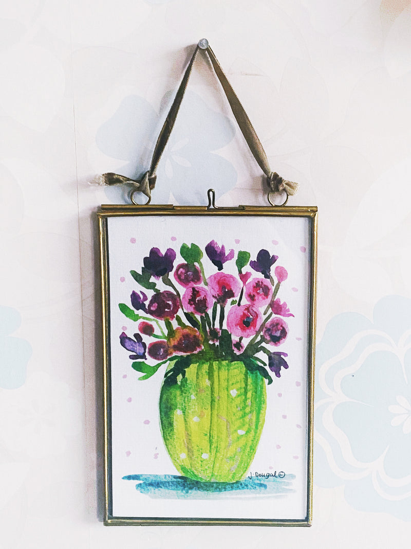 Little Green Vase Hanging Glass Picture