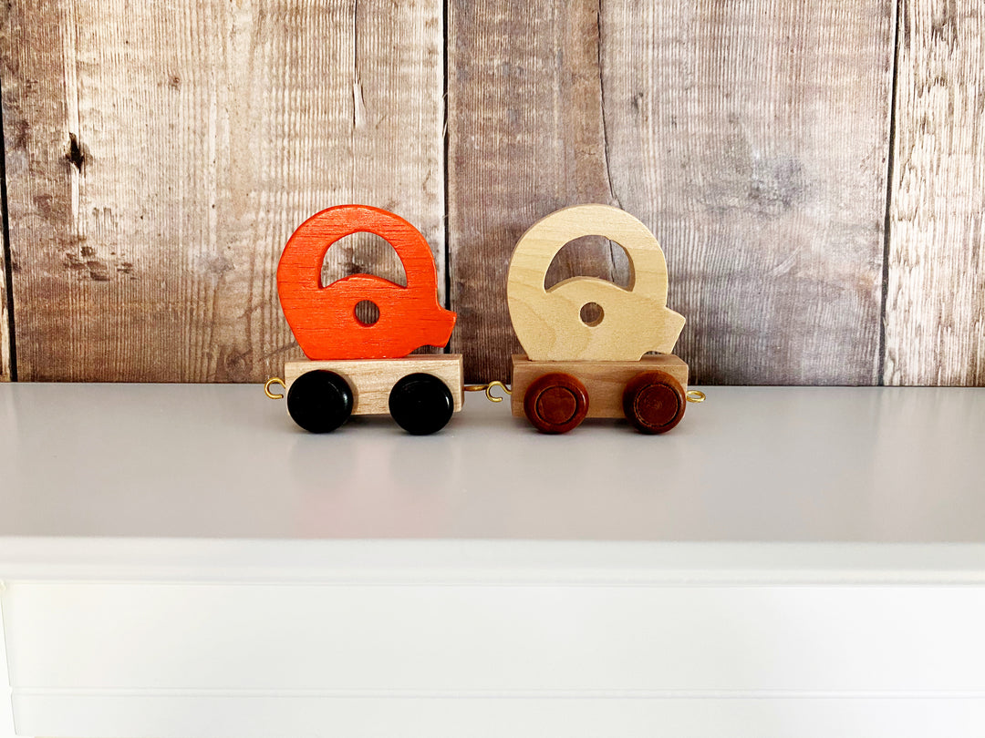 Wooden Train Letter Q