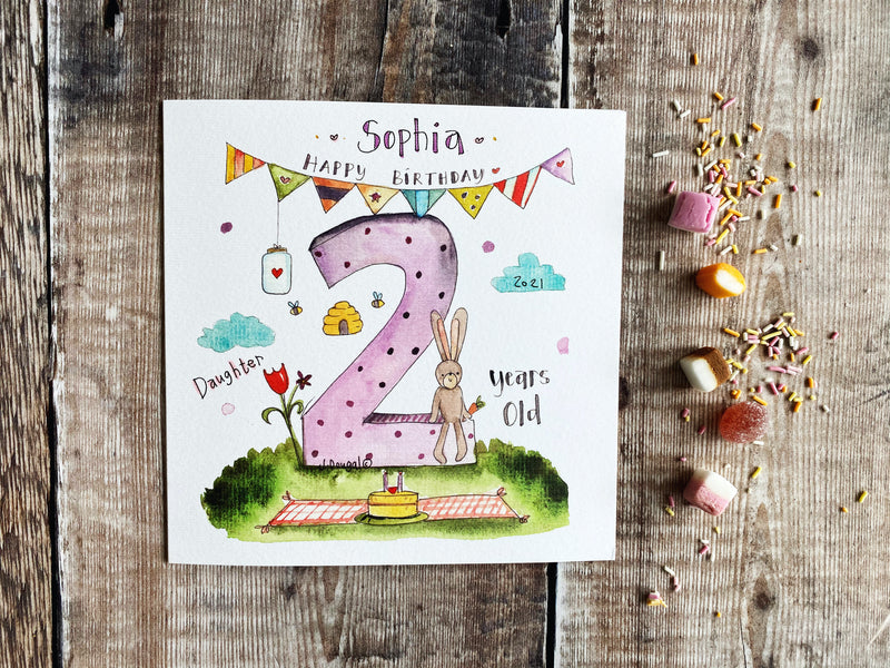 Picnic 2nd Birthday Card - Personalised