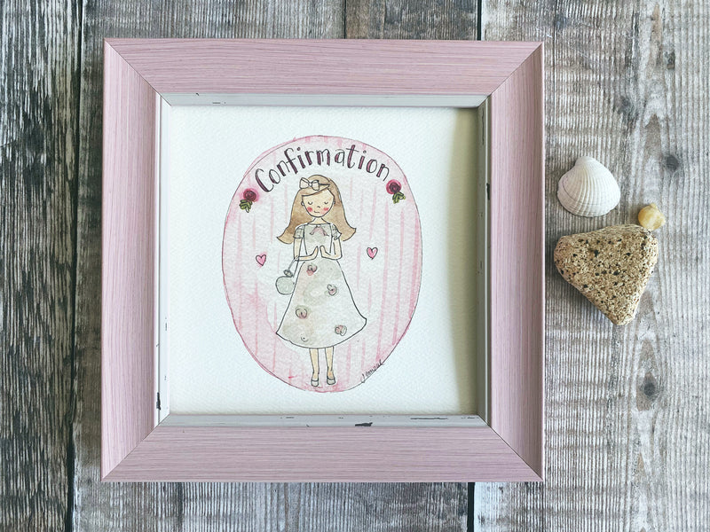 Framed Print Girl "Confirmation" can be personalised