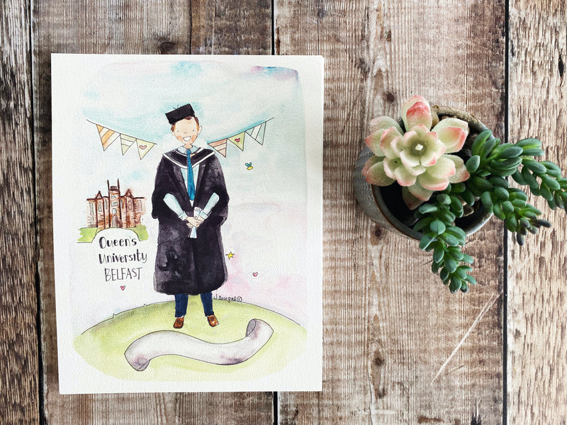 NEW "Boy Graduate" Print with background