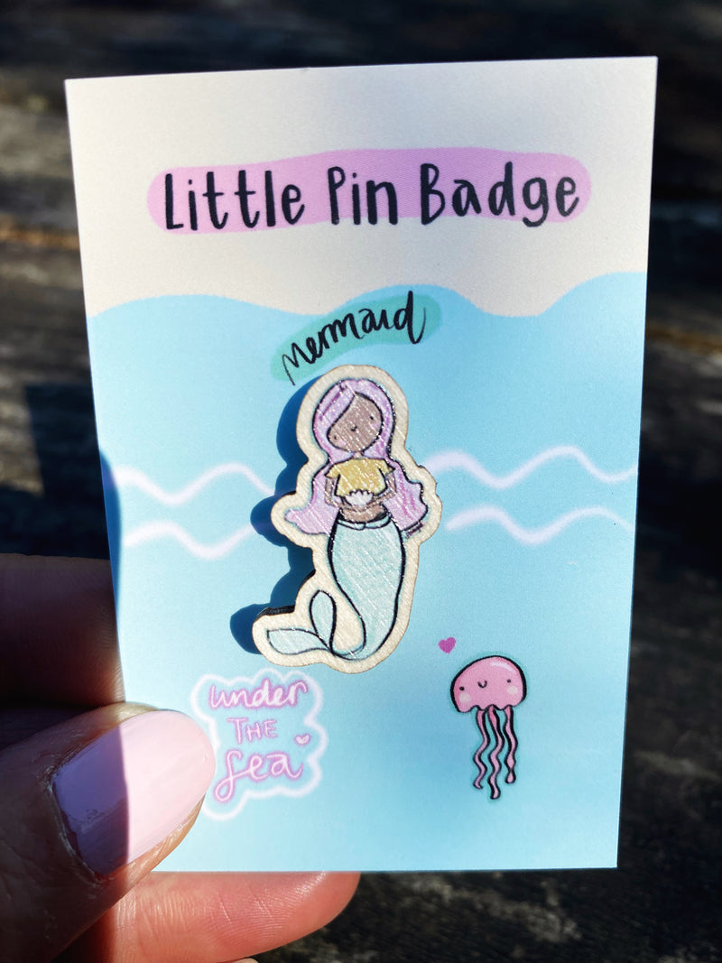 Little Mermaid Wooden Pin