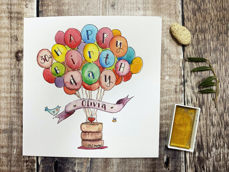 Birthday Balloons Card - Personalised