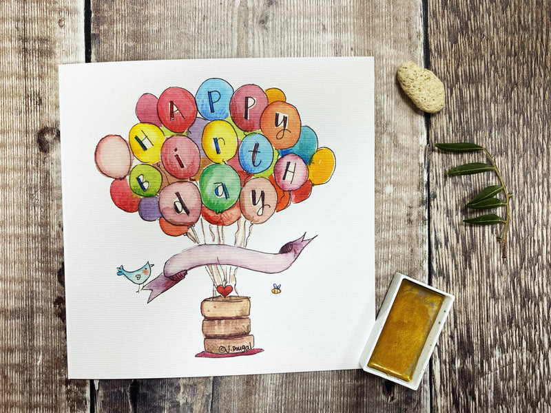 Birthday Balloons Card - Personalised