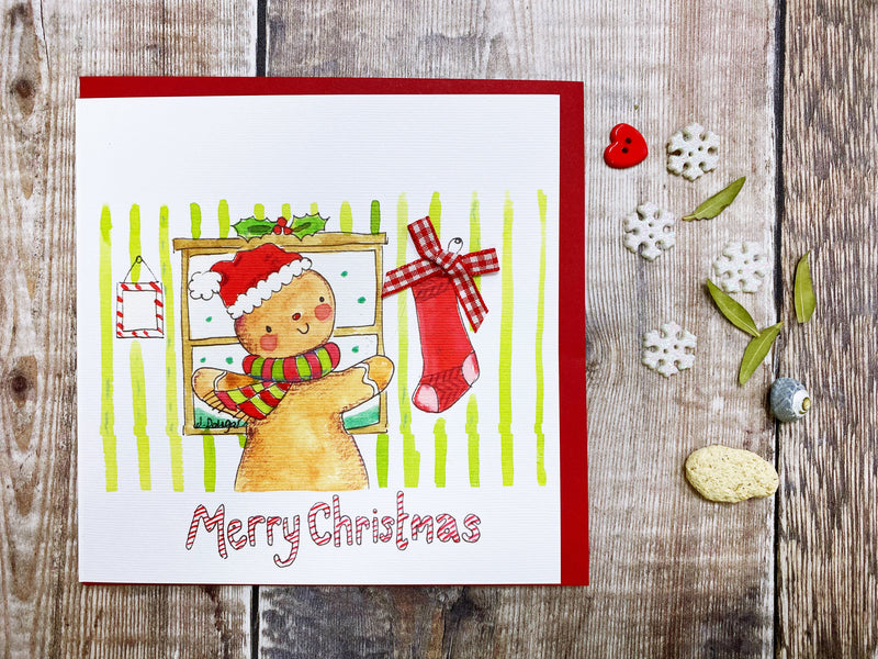 Happy Holidays Gingerbread Christmas Card - Personalised