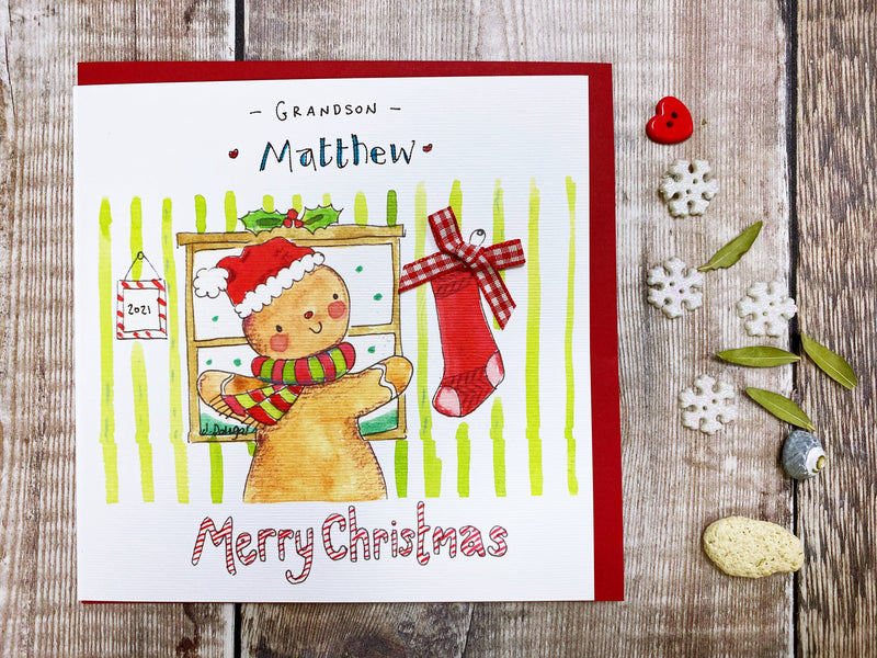 Happy Holidays Gingerbread Christmas Card - Personalised