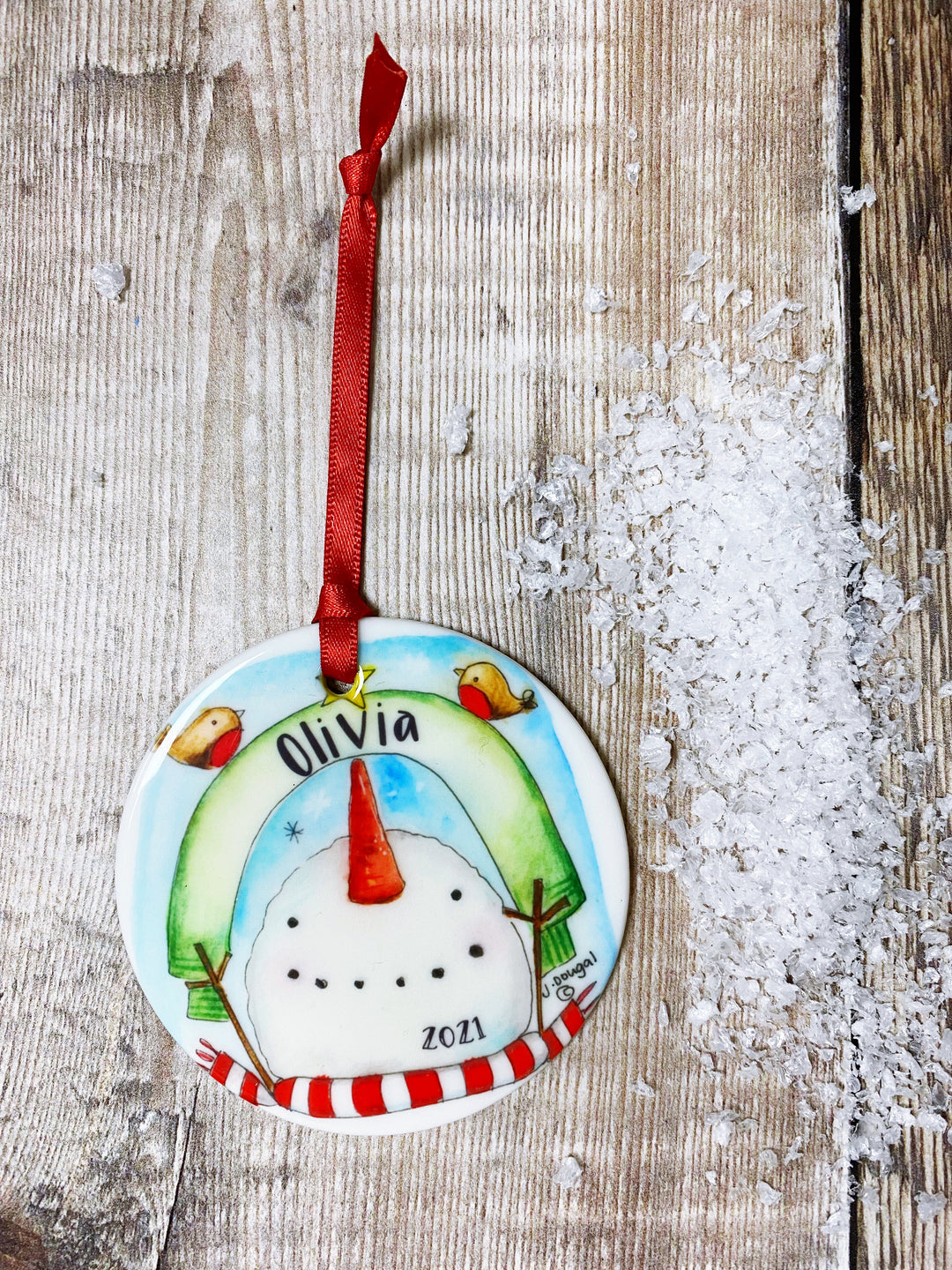 Snowman Ceramic  Bauble