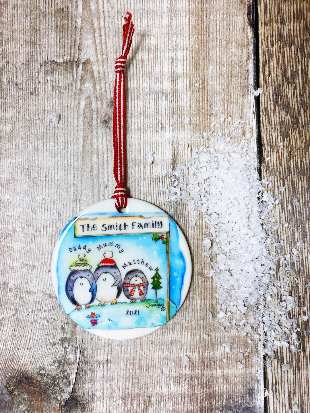 Christmas Penguin Ceramic Bauble