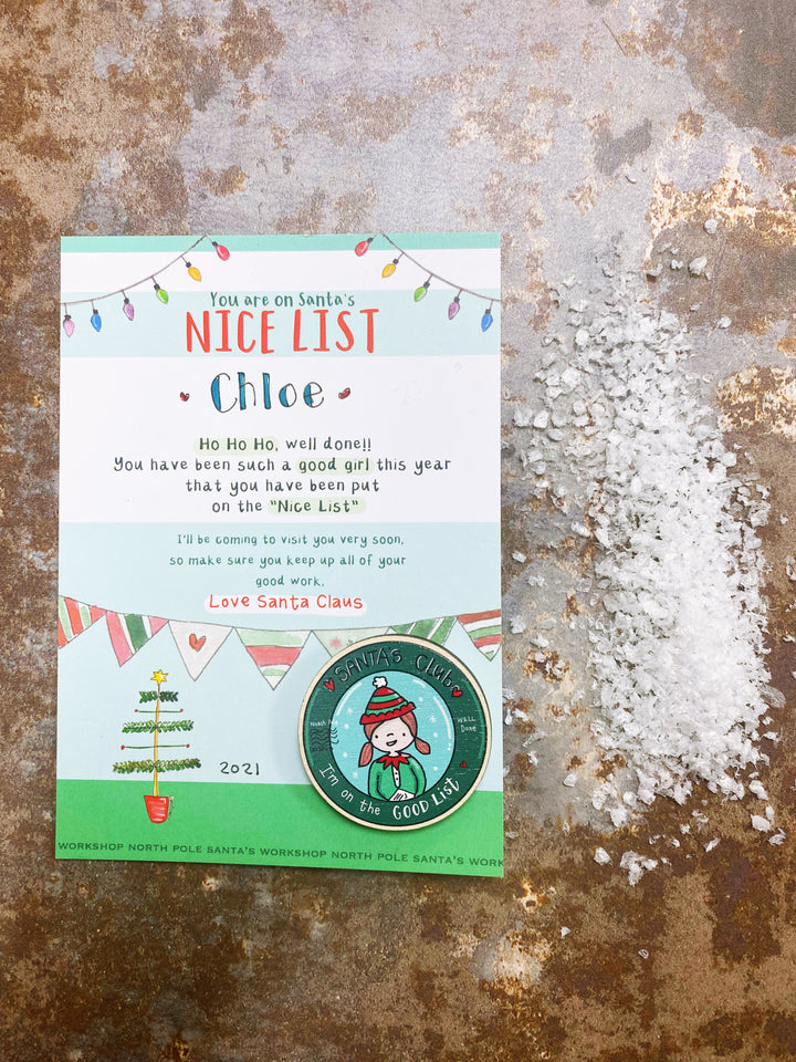 Nice List Pin Badge