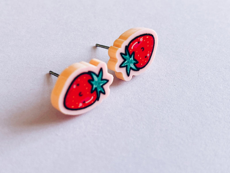 Strawberry Acrylic Earrings Hypoallergenic
