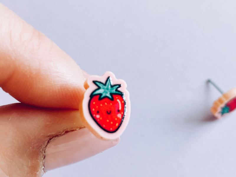 Strawberry Acrylic Earrings Hypoallergenic