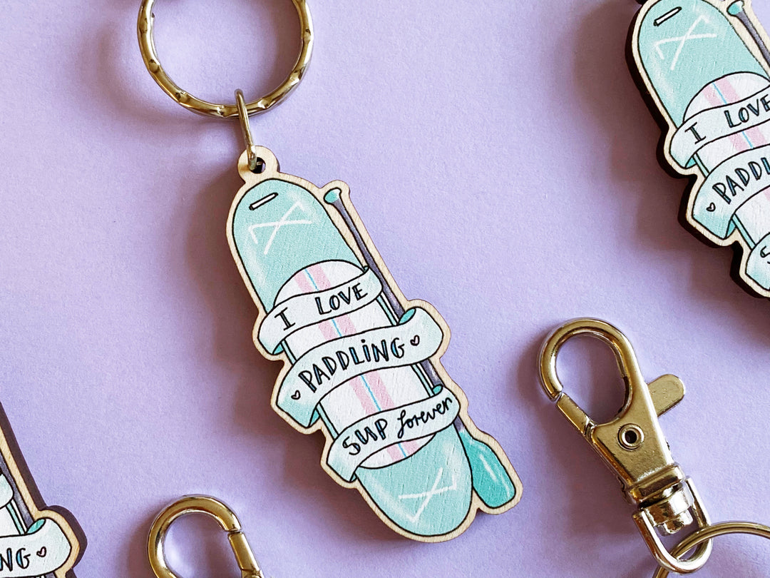 Paddle boarding Wooden Keyring