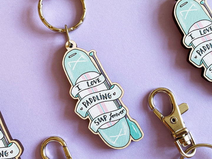 Paddle boarding Wooden Keyring
