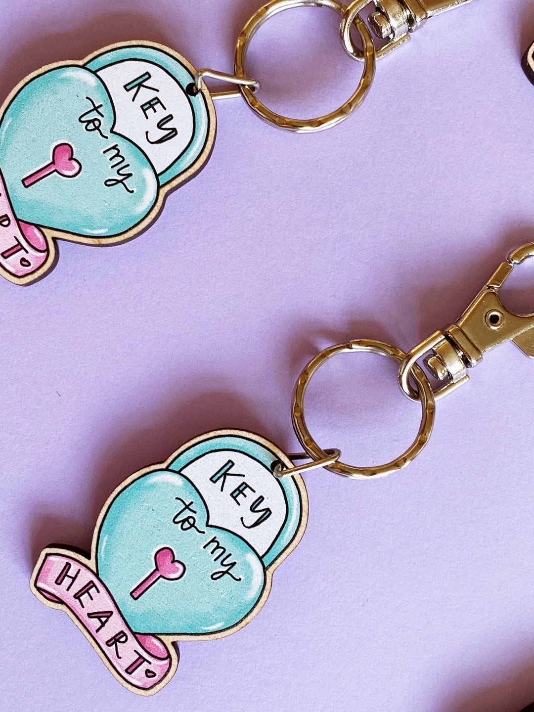 Key to my Heart Wooden Keyring