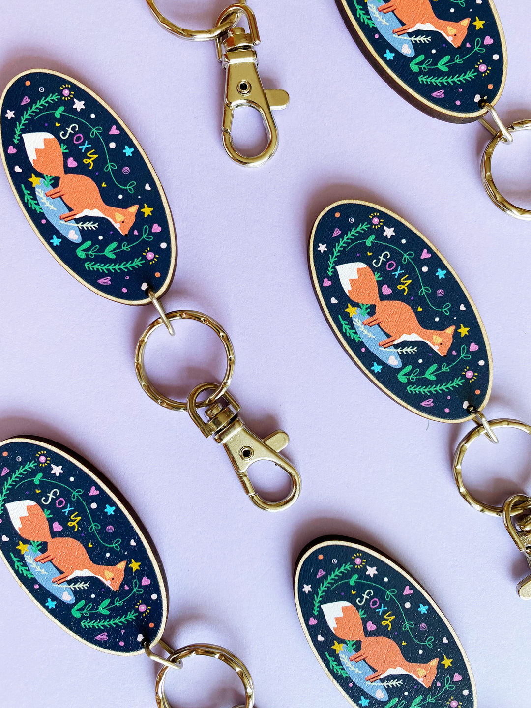 Foxy Fox Wooden Keyring