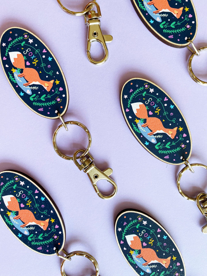 Foxy Fox Wooden Keyring