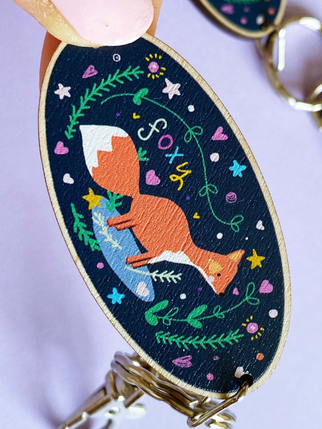 Foxy Fox Wooden Keyring